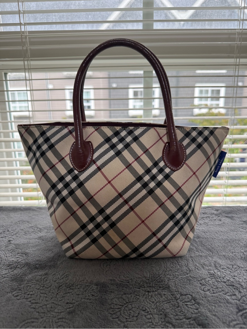 Authentic Burberry Plaid Tote Top Handle